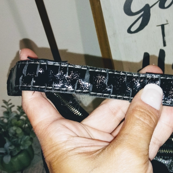 💎 Coach 3 Color Black Metallic Silver Signature Stripe Convertible Satchel Bag - Picture 10 of 12